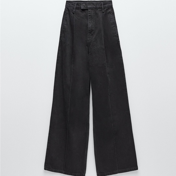 ZARA pleated wide leg denim pants JEANS - Picture 1 of 8